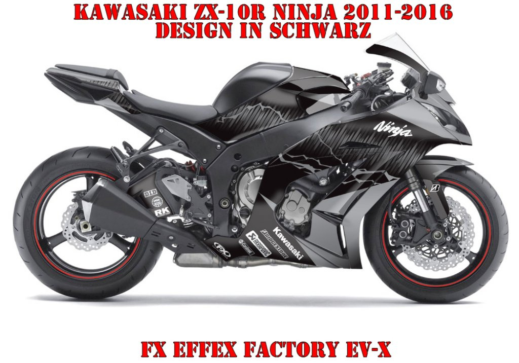 Beispiel Bild für die Farben, EV-X Schwarz für Kawasaki ZX-10R Ninja 2011-2015